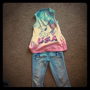 Peanuts and flower jeans